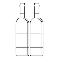 bouteilles de vin avec icône d'étiquettes vierges, style de contour vecteur
