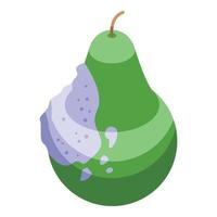vecteur isométrique d'icône de poire verte contaminée. bactéries alimentaires