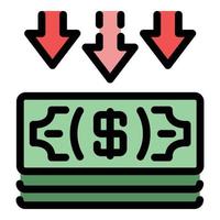 L'icône de l'argent comptant vecteur contour couleur atm