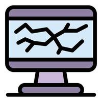 vecteur de contour de couleur d'icône de moniteur d'ordinateur fissuré