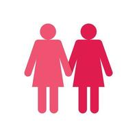 icône de deux filles lesbiennes, style plat vecteur