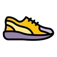 baskets chaussures icône vecteur de contour de couleur