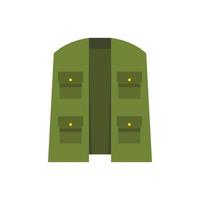 icône de gilet de chasseur vert, style plat vecteur