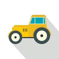 icône de tracteur jaune, style plat vecteur