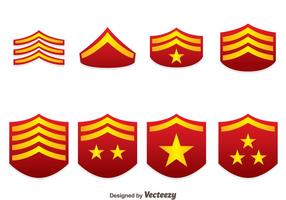 Vecteurs d'emblème de classement militaire rouge vecteur