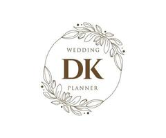 dk initiales lettre collection de logos de monogramme de mariage, modèles minimalistes et floraux modernes dessinés à la main pour cartes d'invitation, réservez la date, identité élégante pour restaurant, boutique, café en image vectorielle vecteur