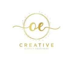 initiale oe logo féminin. utilisable pour les logos nature, salon, spa, cosmétique et beauté. élément de modèle de conception de logo vectoriel plat.