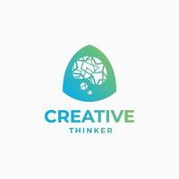 logo de penseur créatif, logo de cerveau, conception intelligente, cerveau futuriste, conception de créativité cérébrale vecteur