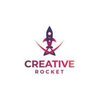 création de logo de fusée créative, logo de jet, conception de fusée volante, concept de fusée à gradient, conception de fusée liquide vecteur