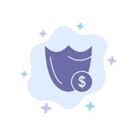 Bouclier de protection sécurité sécurisé dollar bleu icône sur fond de nuage abstrait vecteur
