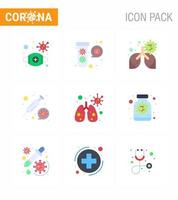 ensemble simple de covid19 protection bleu 25 icône pack icône inclus vaccin médicaments tubes coronavirus poumon coronavirus viral 2019nov maladie vecteur éléments de conception