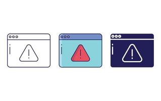 ligne d'avertissement de site Web et icône de glyphe, illustration vectorielle vecteur