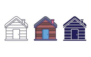 ligne de maison en bois et icône de glyphe, illustration vectorielle vecteur