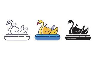 ligne de bateau de canard et icône de glyphe, illustration vectorielle vecteur