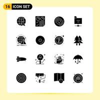 16 concept de glyphe solide pour les sites Web mobiles et les applications d'alerte d'attaque fichiers de serveur de conception éléments de conception vectoriels modifiables vecteur