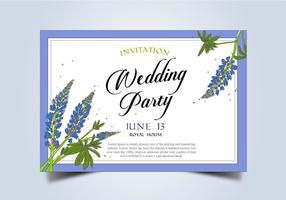 Bluebonnet Flower Frame Wedding Invitation Template Vector