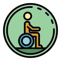 vecteur de contour couleur icône fauteuil roulant handicapé