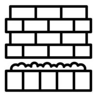 vecteur de contour d'icône de mur de briques. fabrication de mortier