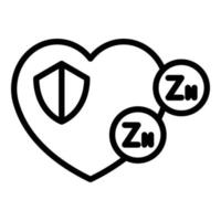 vecteur de contour d'icône de coeur sain de zinc. vitamine alimentaire