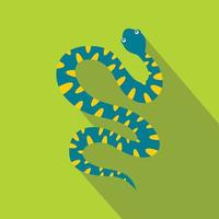 serpent bleu avec icône de taches jaunes, style plat vecteur