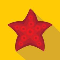 icône étoile de mer rouge, style plat vecteur