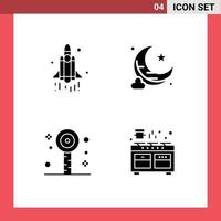 ensemble de 4 symboles d'icônes d'interface utilisateur modernes signes pour la technologie de fête de lancement éléments de conception vectoriels modifiables de cuisinière étoile vecteur