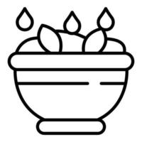 vecteur de contour d'icône de bol de salade d'olives. légume supplémentaire