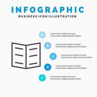 icône de ligne d'éducation de signet de livre avec fond d'infographie de présentation en 5 étapes vecteur