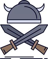 emblème de bataille guerrier viking épées plat couleur icône vecteur