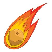icône de météorite de flamme, style cartoon vecteur