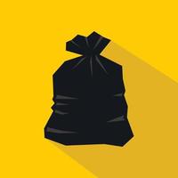 icône de sac poubelle, style plat vecteur
