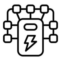 vecteur de contour d'icône de chargeur d'alimentation. charge de la batterie