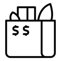 vecteur de contour d'icône de sac de magasin. revenus financiers