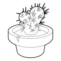icône de cactus, style de contour vecteur