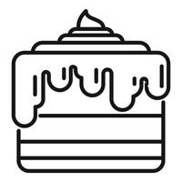vecteur de contour d'icône de gâteau aux cerises. joyeux anniversaire