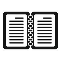 vecteur simple d'icône de bloc-notes ouvert. texte de la lettre