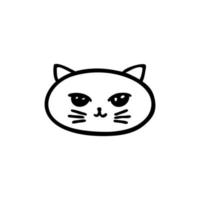 tête stylisée d'un chat mignon dans un style doodle - dessin vectoriel dessiné à la main