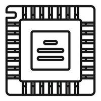 vecteur de contour d'icône de processeur pc. noyau informatique