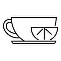 vecteur de contour d'icône de tasse de thé noir citron. boisson chaude