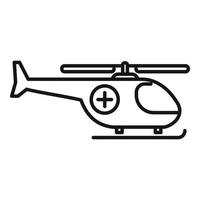 vecteur de contour d'icône d'hélicoptère de sauvetage. Ambulance aérienne
