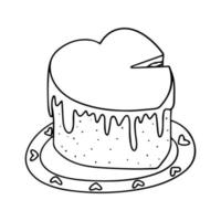 gâteau coeur doodle dans un style doodle. dessin à la main illustration vectorielle style doodle. vecteur