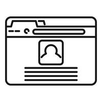 vecteur de contour d'icône de page de navigateur. ordinateur de fenêtre