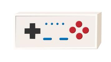 ancien joystick d'isométrie vintage rétro avec boutons pour console vidéo de jeu pour les joueurs des années 70, 80, 90. belle icône blanche. illustration vectorielle vecteur