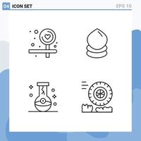 ligne d'interface mobile ensemble de 4 pictogrammes d'environnement de goutte de flacon de conseil éléments de conception vectoriels modifiables magiques vecteur