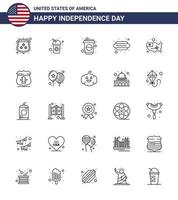 pack de 25 lignes créatives liées à la fête de l'indépendance des états-unis des états-unis vecteur
