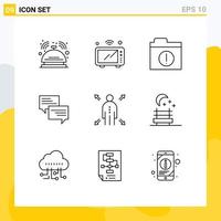 aperçu de l'interface mobile ensemble de 9 pictogrammes de dossier de message de four popup de chat éléments de conception vectoriels modifiables vecteur