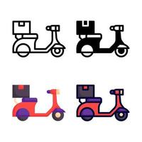collection de style de jeu d'icônes de vélo de livraison vecteur