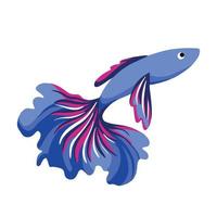 illustration de vecteur de poisson de combat siamois isolé sur fond blanc. dessin d'animal aquatique d'eau bleu ikan cupang avec style et couleurs d'art plat de dessin animé.