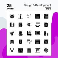 25 jeu d'icônes de développement de conception 100 eps modifiables 10 fichiers idées de concept de logo d'entreprise conception d'icône de glyphe solide vecteur