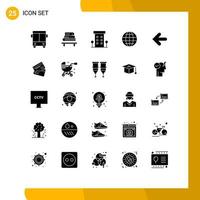 25 concept de glyphe solide pour sites Web mobiles et applications flèche bâtiments internet globe store éléments de conception vectoriels modifiables vecteur